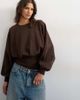 Topshop Topshop raglan cinched waist ruched sweatshirt in chocolate-Brown - 1