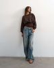 Topshop Topshop raglan cinched waist ruched sweatshirt in chocolate-Brown - 2