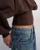 Topshop Topshop raglan cinched waist ruched sweatshirt in chocolate-Brown - 4