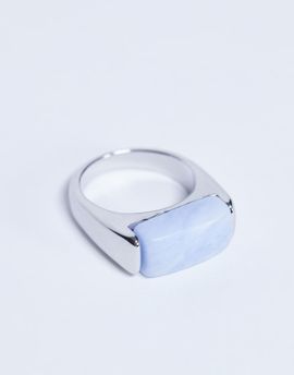 Topshop Topshop Raquel stainless steel blue stone ring in silver
