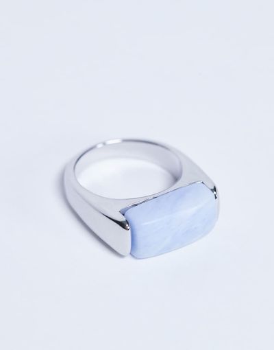 Topshop Topshop Raquel stainless steel blue stone ring in silver