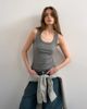 Topshop Topshop rib knit scoop neck tank top in heather gray - 1