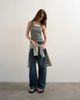 Topshop Topshop rib knit scoop neck tank top in heather gray - 2