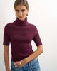 Topshop Topshop rib knit yoke funnel neck top in mulberry-Purple - 1