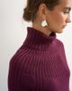 Topshop Topshop rib knit yoke funnel neck top in mulberry-Purple - 3