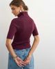 Topshop Topshop rib knit yoke funnel neck top in mulberry-Purple - 4