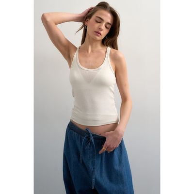 Topshop Topshop Rib Semi Sheer Racerback Tank