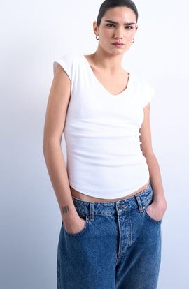 Topshop Topshop Rib V-Neck T-Shirt