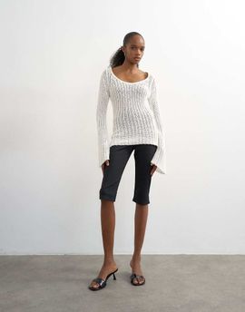 Topshop Topshop ribbed capri pants in black