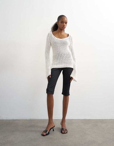 Topshop Topshop ribbed capri pants in black