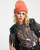 Topshop Topshop ribbed heather beanie in coral-Red - 1