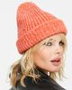 Topshop Topshop ribbed heather beanie in coral-Red - 4