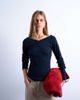 Topshop Topshop ribbed raglan v-neck long sleeve top in navy - 1
