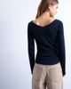 Topshop Topshop ribbed raglan v-neck long sleeve top in navy - 3