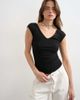 Topshop Topshop ribbed V-neck cap sleeve tank in black - 1
