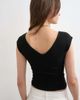 Topshop Topshop ribbed V-neck cap sleeve tank in black - 4