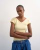 Topshop Topshop ribbed V-neck cap sleeve tank in buttermilk-Yellow - 1