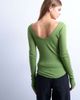 Topshop Topshop ribbed v-neck long sleeve curved hem top in green - 4