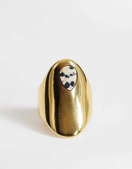 Topshop Topshop River ring with stone in stainless gold