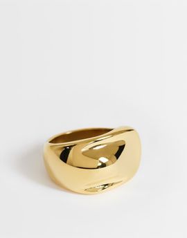 Topshop Topshop Roma waterproof stainless steel ring in silver-Gold