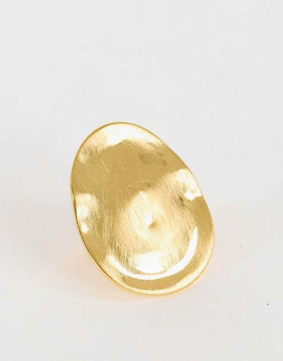 Topshop Topshop Romeo waterproof stainless steel disk ring in gold brushed