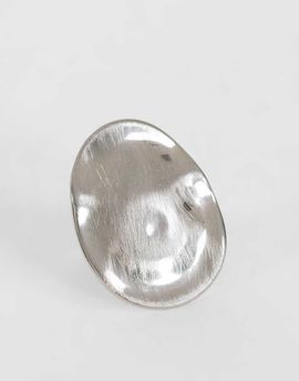 Topshop Topshop Romeo waterproof stainless steel disk ring in silver brushed
