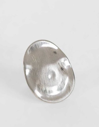 Topshop Topshop Romeo waterproof stainless steel disk ring in silver brushed