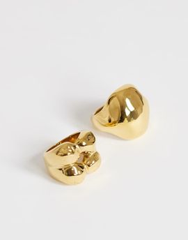 Topshop Topshop Rose 2-pack waterproof stainless steel rings in gold