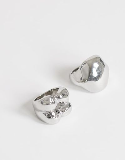 Topshop Topshop Rose 2-pack waterproof stainless steel rings in silver