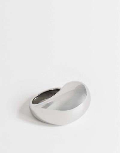 Topshop Topshop Roy waterproof stainless steel asymmetric ring in silver