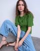 Topshop Topshop ruched detail short sleeve top in green - 1