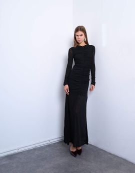Topshop Topshop ruched front dropped waist maxi dress in black