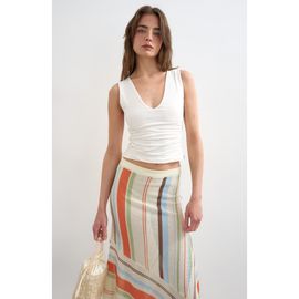 Topshop Topshop Ruched Side Crop Stretch Cotton Tank