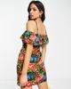 Topshop Topshop ruffle bardot dress with tie shoulder in multi floral - 2