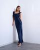 Topshop Topshop ruffle shoulders satin slip dress in navy - 3