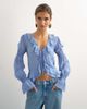 Topshop Topshop ruffle tie front long sleeve top in pale blue - 1