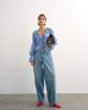 Topshop Topshop ruffle tie front long sleeve top in pale blue - 2