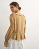 Topshop Topshop ruffle trim tie front long sleeve top in tan-Green - 4