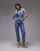 Topshop Topshop Runway mid rise straight cropped jeans in bleach stripe-Blue - 1