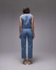 Topshop Topshop Runway mid rise straight cropped jeans in bleach stripe-Blue - 3