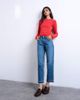 Topshop Topshop Runway mid rise straight leg cropped jeans with let down hem detailing in vintage blue - 1