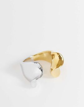 Topshop Topshop Rush waterproof stainless steel molten ring in silver and gold-Multi