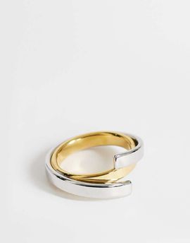 Topshop Topshop Ruth waterproof overlapping ring in stainless silver