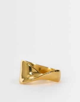 Topshop Topshop Rylee waterproof stainless steel twisted ring in gold
