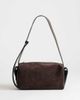 Topshop Topshop Sabrina medium suedette shoulder bag with pockets in chocolate-Green - 4