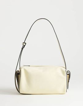 Topshop Topshop Sabrina medium suedette shoulder bag with pockets in cream-White