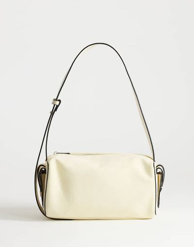 Topshop Topshop Sabrina medium suedette shoulder bag with pockets in cream-White