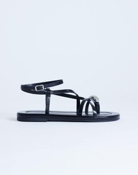 Topshop Topshop Sabrina metal toe flat sandals in black