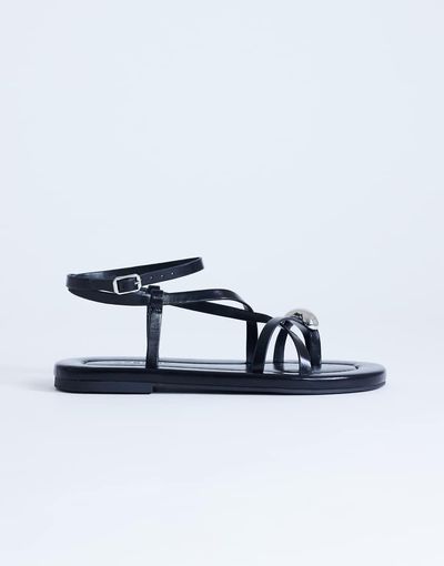 Topshop Topshop Sabrina metal toe flat sandals in black
