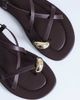 Topshop Topshop Sabrina metal toe flat sandals in chocolate-Brown - 4